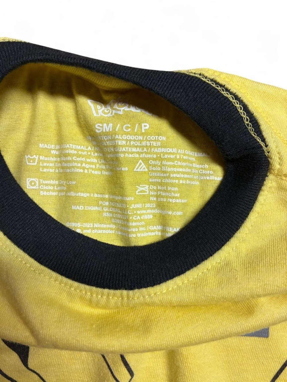 Pokemon Yellow Pikachu Graphic Tee with Black Trim - Picture 3 of 3